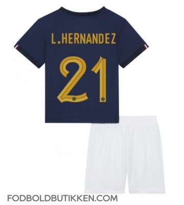 Frankrig Lucas Hernandez #21 Hjemmebanetrøje Børn VM 2022 Kortærmet (+ Korte bukser)